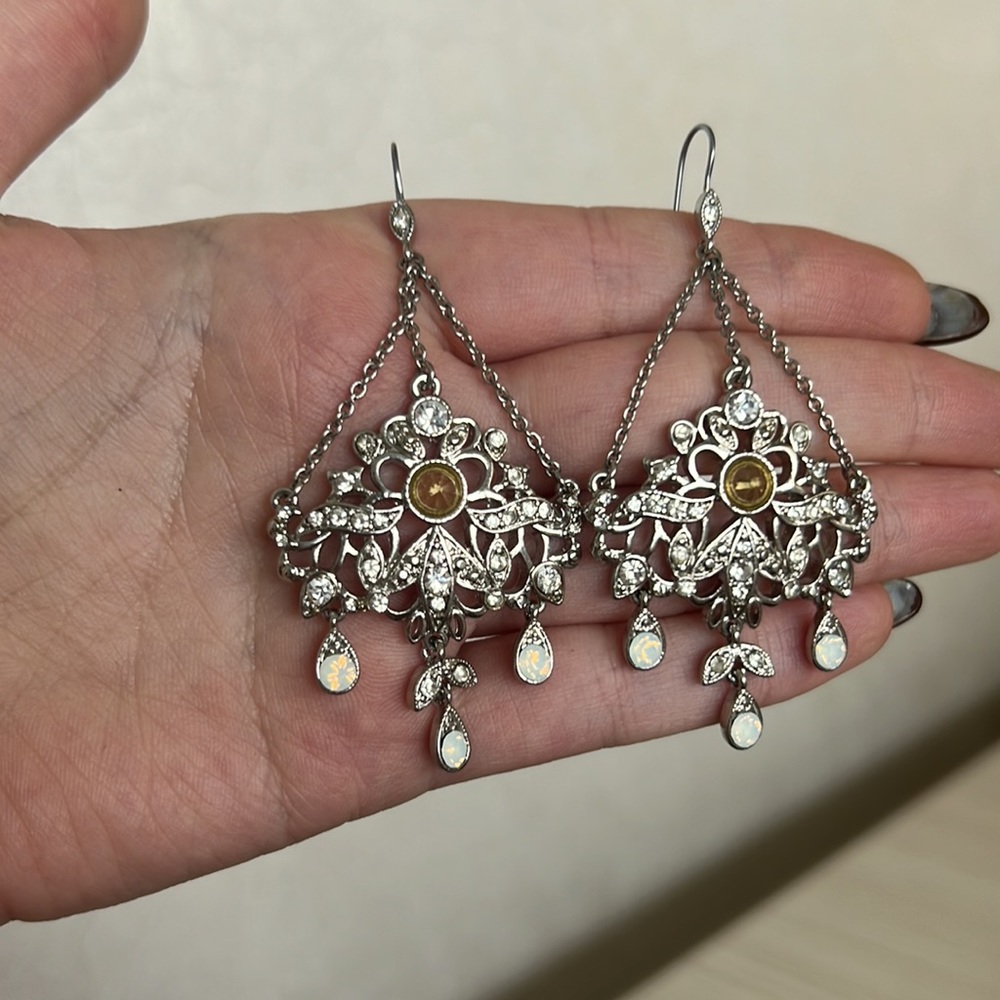 BaubleBar Silver Crystal Chandelier Drop Earrings - Picture 7 of 7